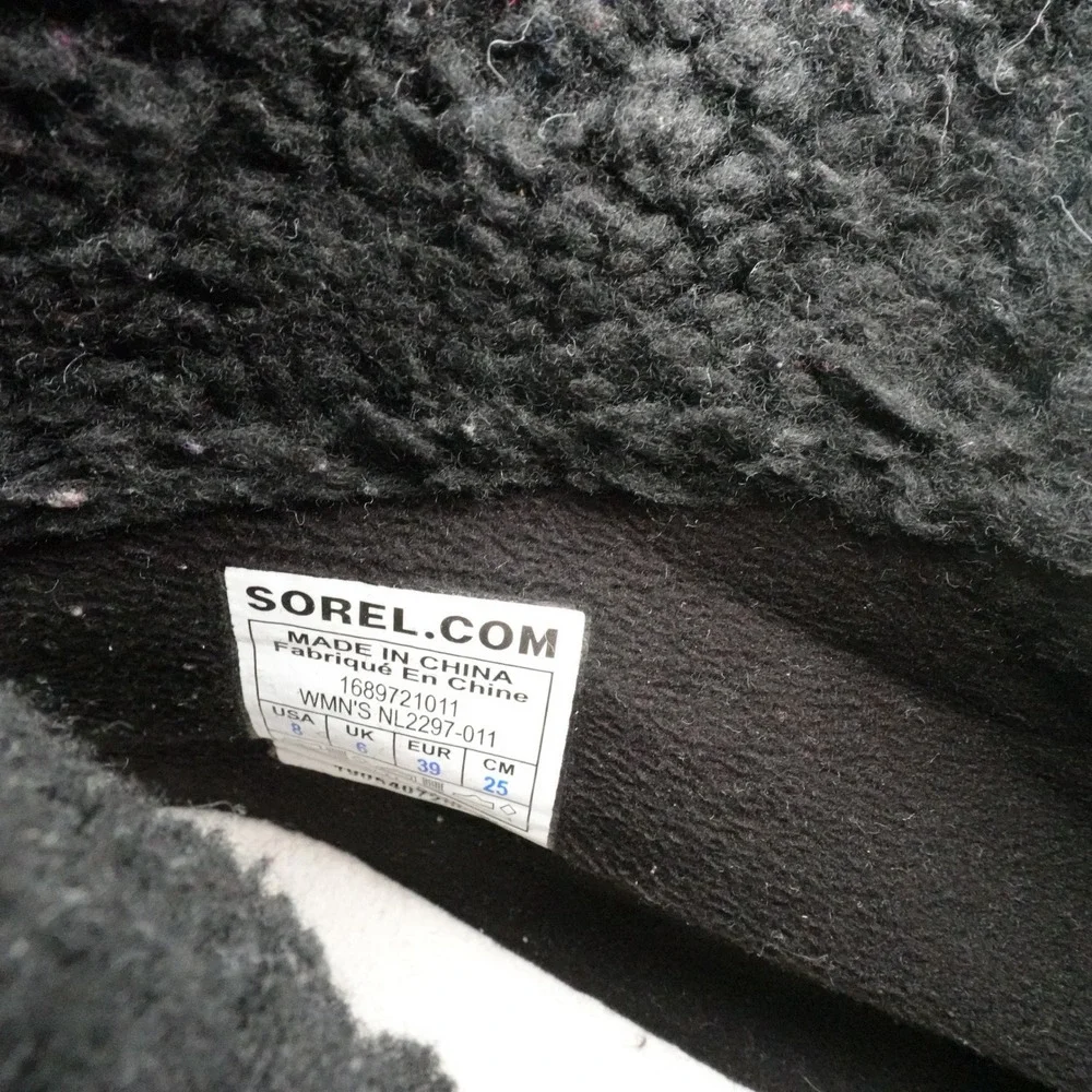 Sorel Explorer Joan Black Waterproof Sherpa Winter Boots NL2297-011 Womens 8